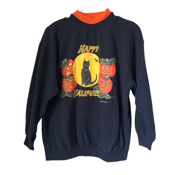 Vintage Tops - Vintage Ericka Halloween Graphic Crew Neck Sweatshirt
